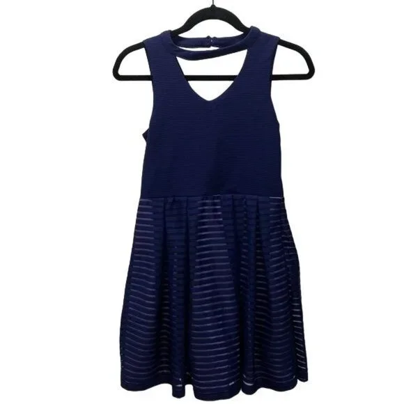 Knitworks | Dresses | Blue Knit Works Halter Top Dress With Striped Skirt  Size Womens 4 | Poshmark